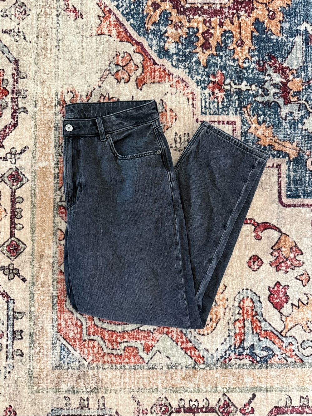 American Eagle High-Rise Black Denim Mom Jeans